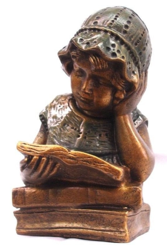 洋書 SCULPTURE Victorian Girl Reading Book Statue Vintage Sculpture - Etsy