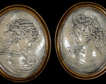 Vintage Wall Plaque Relief Cameo Style Victorian Women 23008