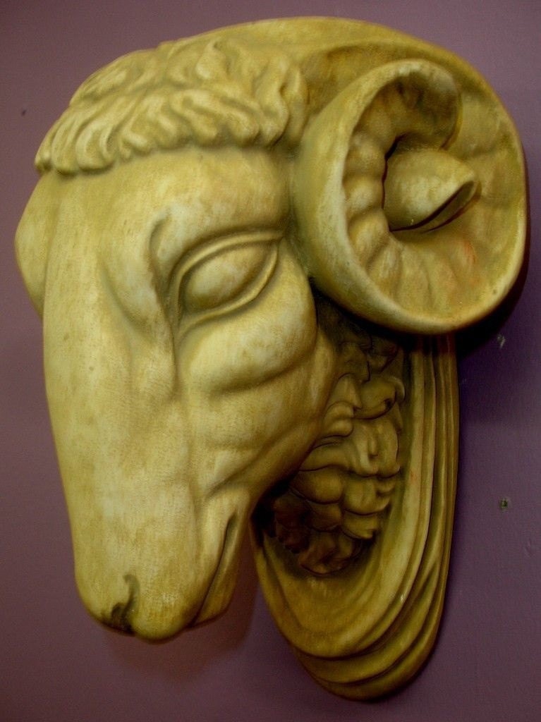 Ram Head Wall Plaque Sculpture Antique Finish Statue Etsy