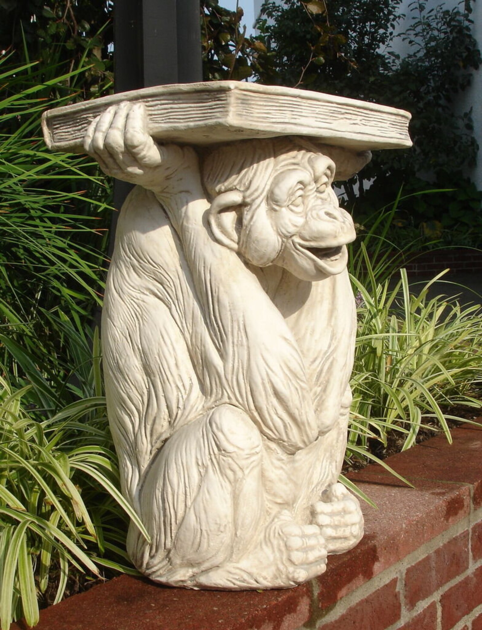 20 Monkey Holding Book Pedestal Home Garden Decor Etsy