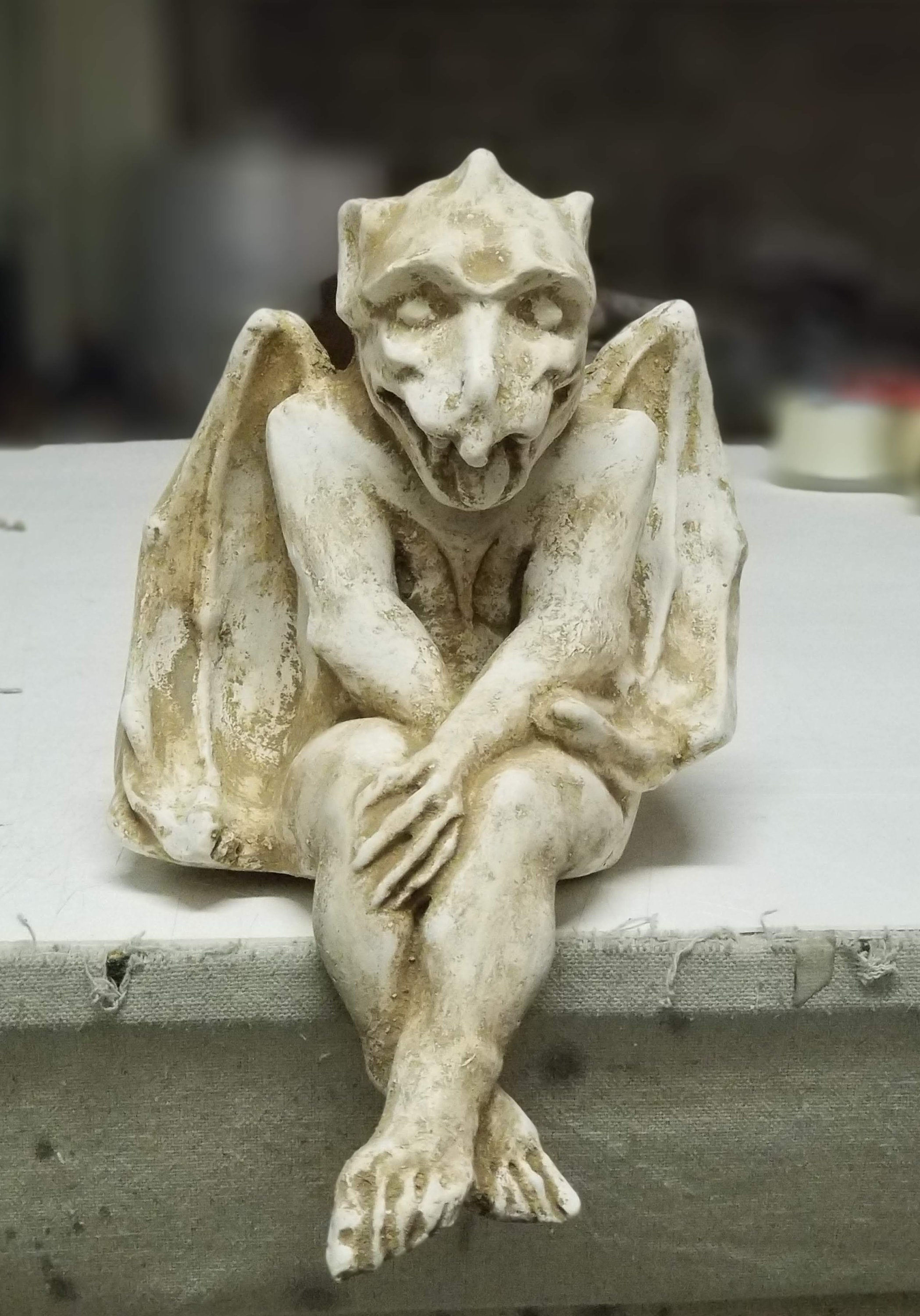 Winged Gargoyle Shelf Sitter Home Garden Mythical Protector