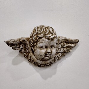 Vintage Eros Cupid Wall Sculpture Winged Cherub