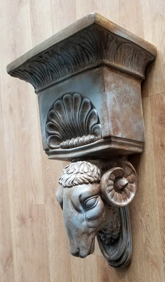 Ram Head Regency Plaster Wall Bracket Corbel Shelf