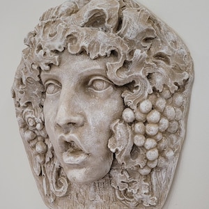 Bacchus Face Wall Plaque Architectural Accent Vintage Reproduction