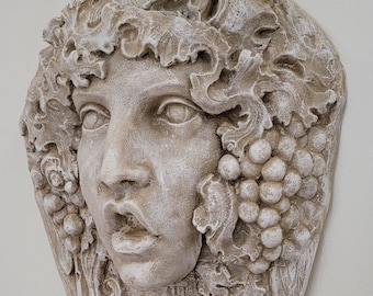 Bacchus Face Wall Plaque Architectural Accent Vintage Reproduction