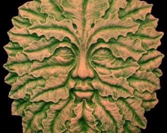 Green Man Leafy Face Wall Terracotta Plaque