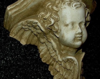 Antique Winged Angel Cherub Face Sconce # 22097