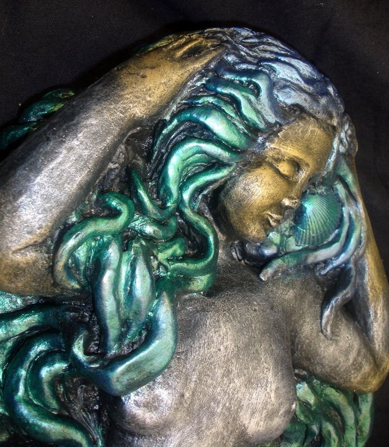 Large Mermaid Wall Plaque Home Sculpture Decor Multicolor Etsy