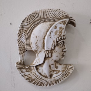 Greek Roman Soldier with Helmet Wall Sculpture