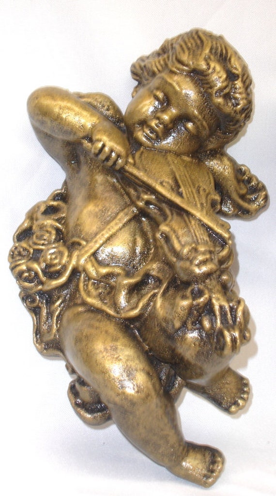 Eros Cupid Wall Sculpture Cherub Wall Plaque PAIR