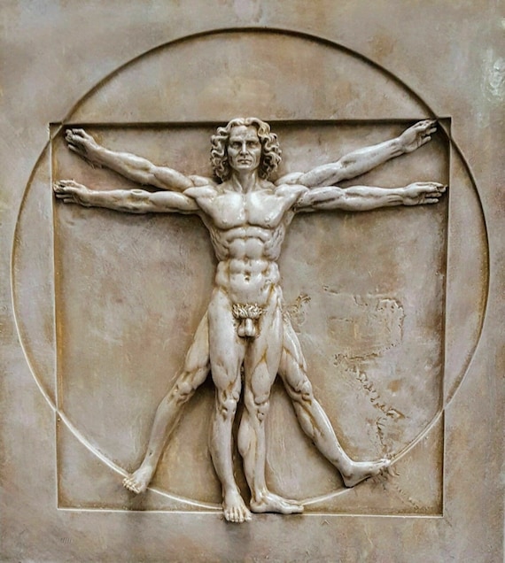 ウィトルウィウス的人間 レオナルドダヴィンチ　オブジェ レオナルド・ダ・ヴィンチのウィトルウィウス的人体図の壁飾り