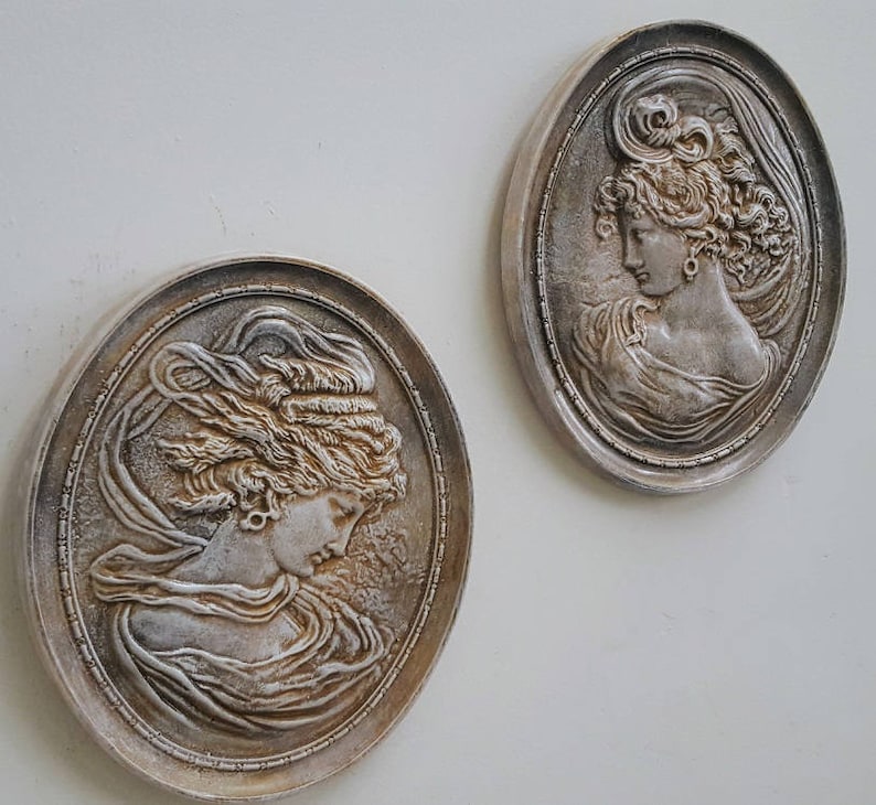 Unique Vintage Wall Plaque Relief Cameo Style Victorian Women Etsy