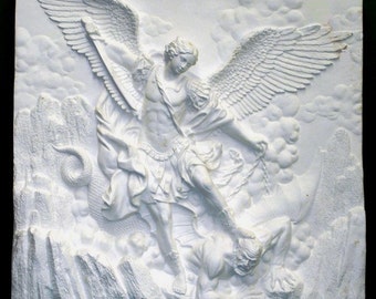 Large 3D Saint Michael Archangel Wall Sculpture Art Plaque