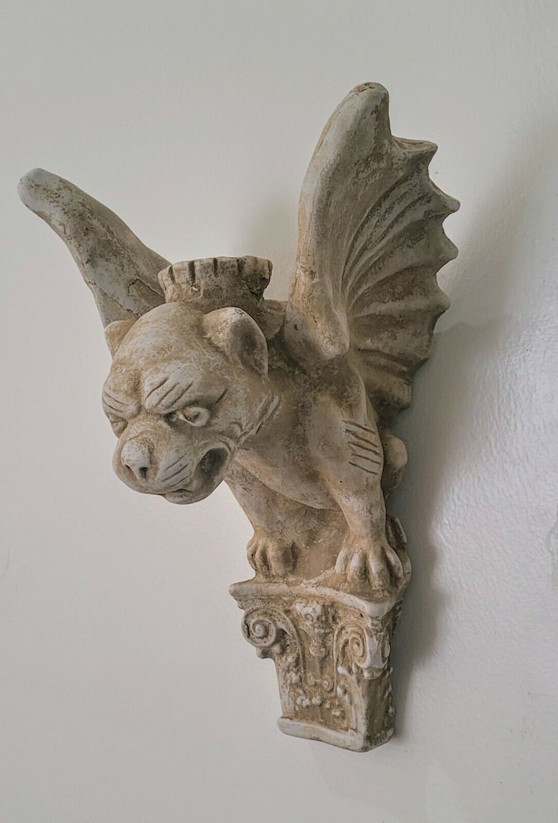 Winged Gargoyle Wall Sculpture Etsy