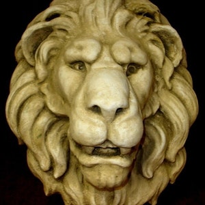 Lion Head Feline Wall Plaque Decor Antique Finished Sculpture
