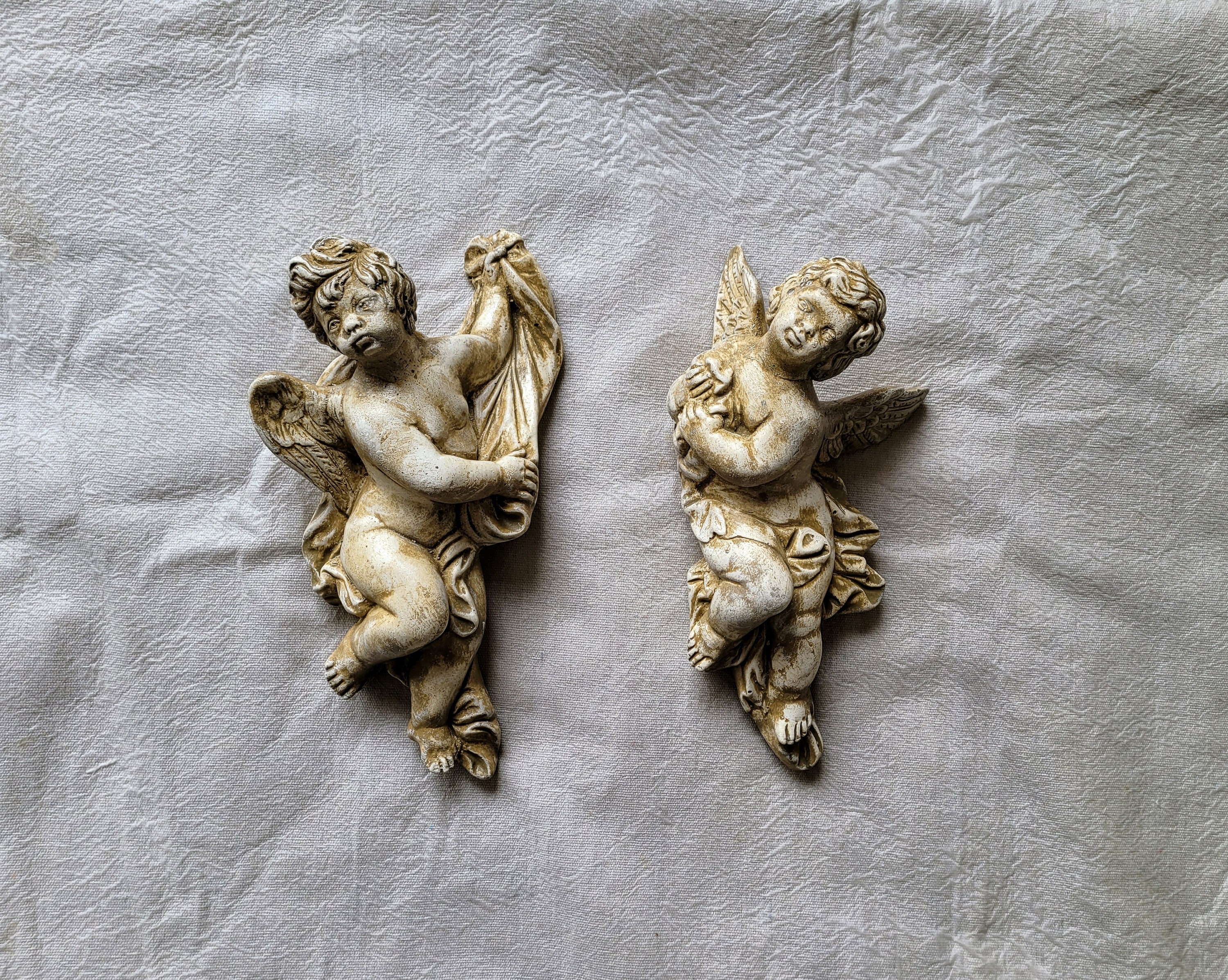 Set of 3 Vintage Angels Cherubs Wall Decor Antique Finish Greek Art 
