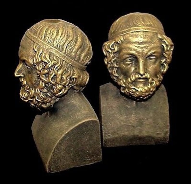 Greek Roman Bookends of Homer Poet Statue Sculpture Etsy