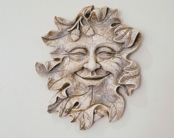 Acorn Leaf man Face Mythical Wall Decor Greenman Sculpture