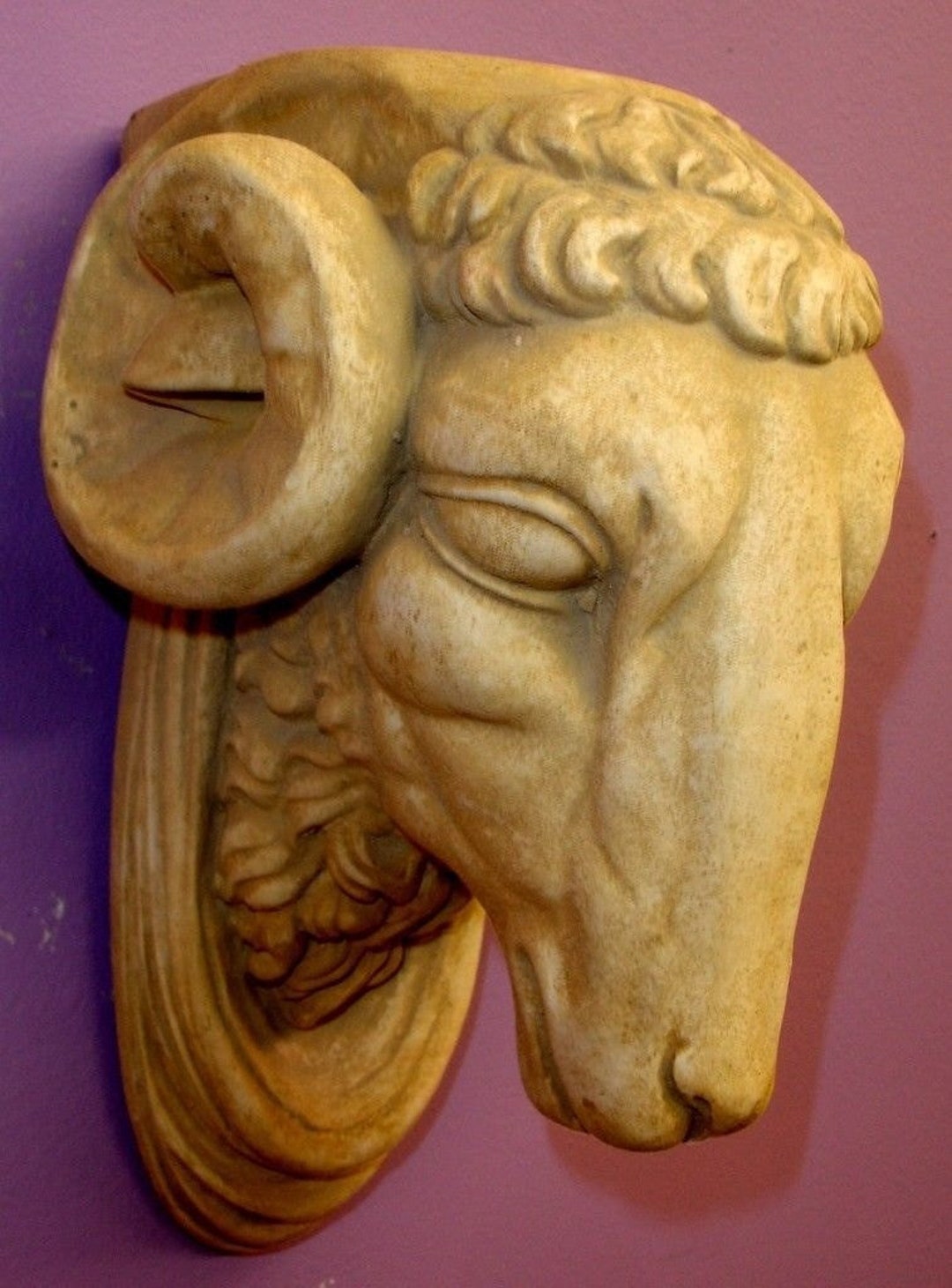 Ram Head Wall Plaque Sculpture Antique Finish Statue Etsy