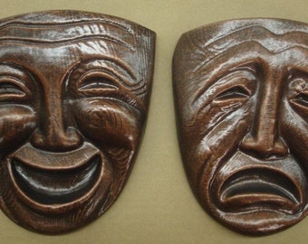 Comedy and Tragedy Theatrical Mask Pair Wall Decor