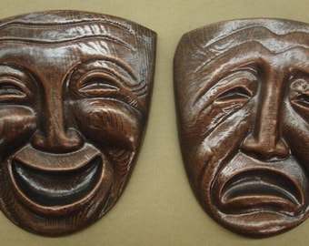 Comedy and Tragedy Theatrical Mask Pair Wall Decor