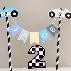 Race Car Bunting Cake Topper, Boys Car Birthday Bunting, 1st Birthday Cake Topper, Car Cake Topper, Two Fast Birthday Banner image 4