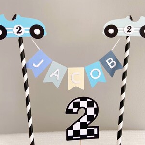 Race Car Bunting Cake Topper, Boys Car Birthday Bunting, 1st Birthday Cake Topper, Car Cake Topper, Two Fast Birthday Banner image 5