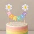 Personalised 1st Birthday Cake Topper Daisy Rainbow Pastel Party Bunting Banner Girl Flower Cake Decoration Name Age