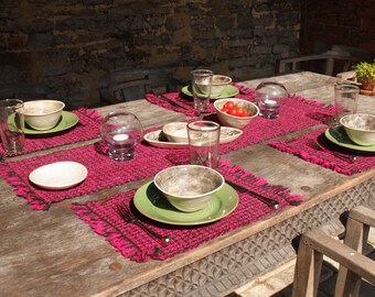 Table Set - Table Runner & 4 Place Mats - Totally handmade from sheep to shop