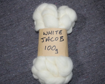 White Jacob top roving 100g