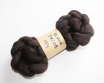 Black Jacob top roving 100g