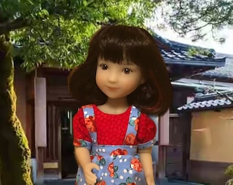 Blue Rose Romper with Attached Blouse for 12-inch Siblies Dolls