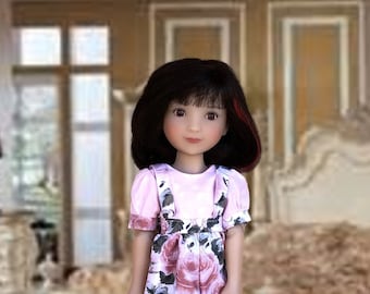 Pink Rose Print Romper with Blouse for 12-inch Ruby Red Doll