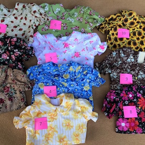 Cotton Print Blouses #1 Fitting American Girl Dolls      Blouses in Many Assorted Colors and Prints