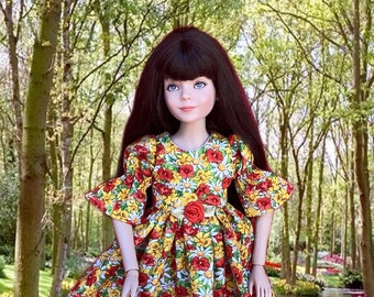 Floral Print Cotton Doll Dress with Rosette for 12-inch Anne Tonner Dolls