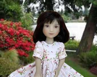 Floral Doll Dress: Vintage Trim, Fits 12-inch Siblie Dolls