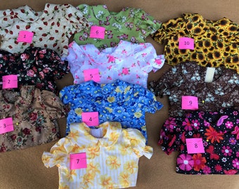 Cotton Print Blouses #1 Fitting American Girl Dolls      Blouses in Many Assorted Colors and Prints