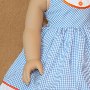 1950s Blue and White Gingham Cotton Vintage Style Dress With Piping and Panties fitting American Girl Dolls & other 18 in Dolls image 7