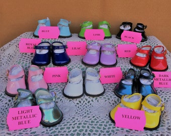 Mary Jane Patent Leather Dress Shoes with Straps - in 11 Colors - fitting American Girl Dolls, Bitty Baby & other 18 inch Dolls