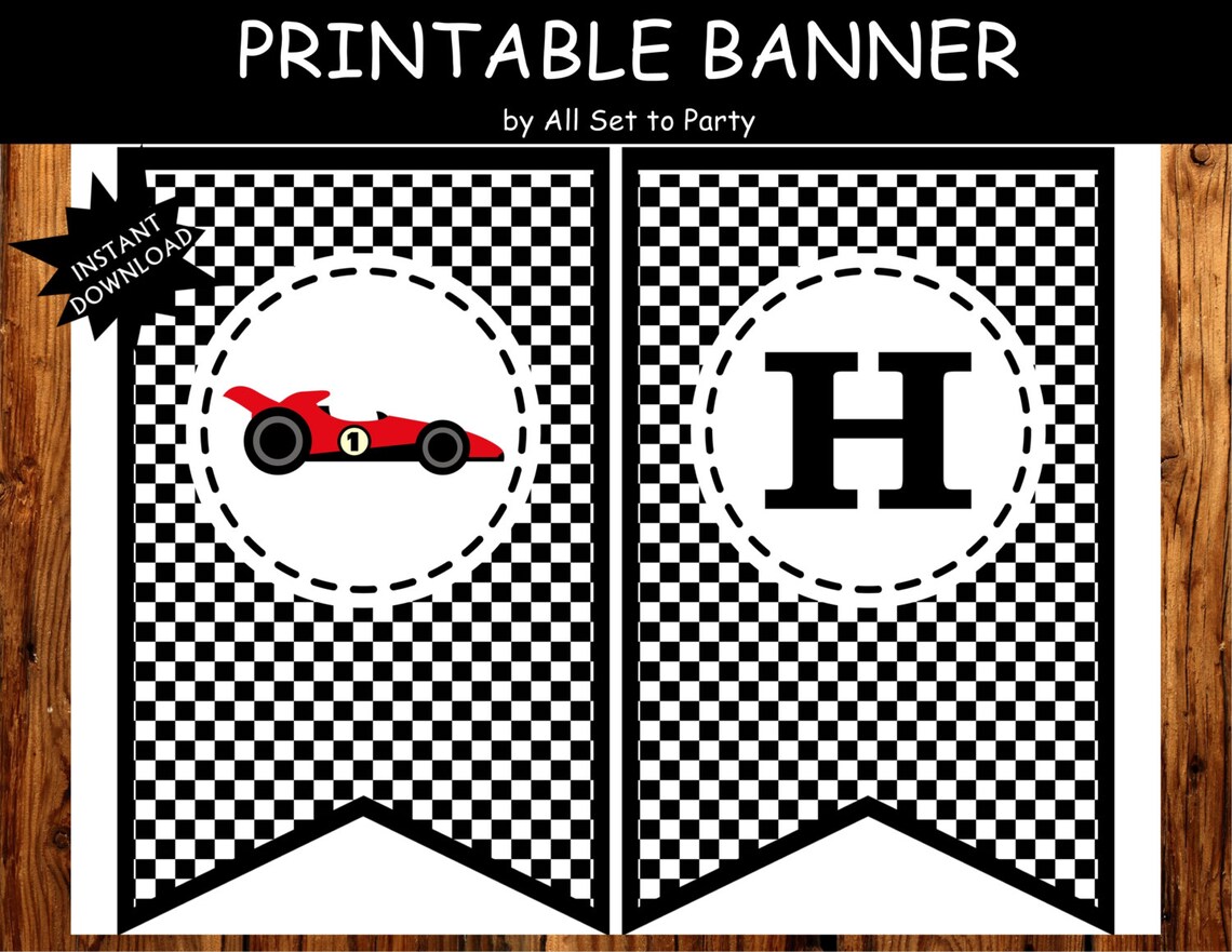 Race Car Birthday Banner Race Day Party Decorations Race Etsy