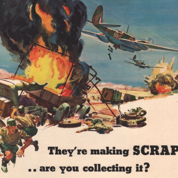 1943 RAF Martin Bombers Scrap drive wartime effort print ad Bombing in Africa WWII era