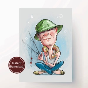 Cartão de pescador, cartão de pescador para impressão, cartão de sonho com pesca, cartão de hobby, cartão de sonho de pescador