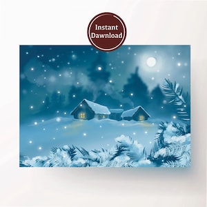 Printable Winter card, winter illustration