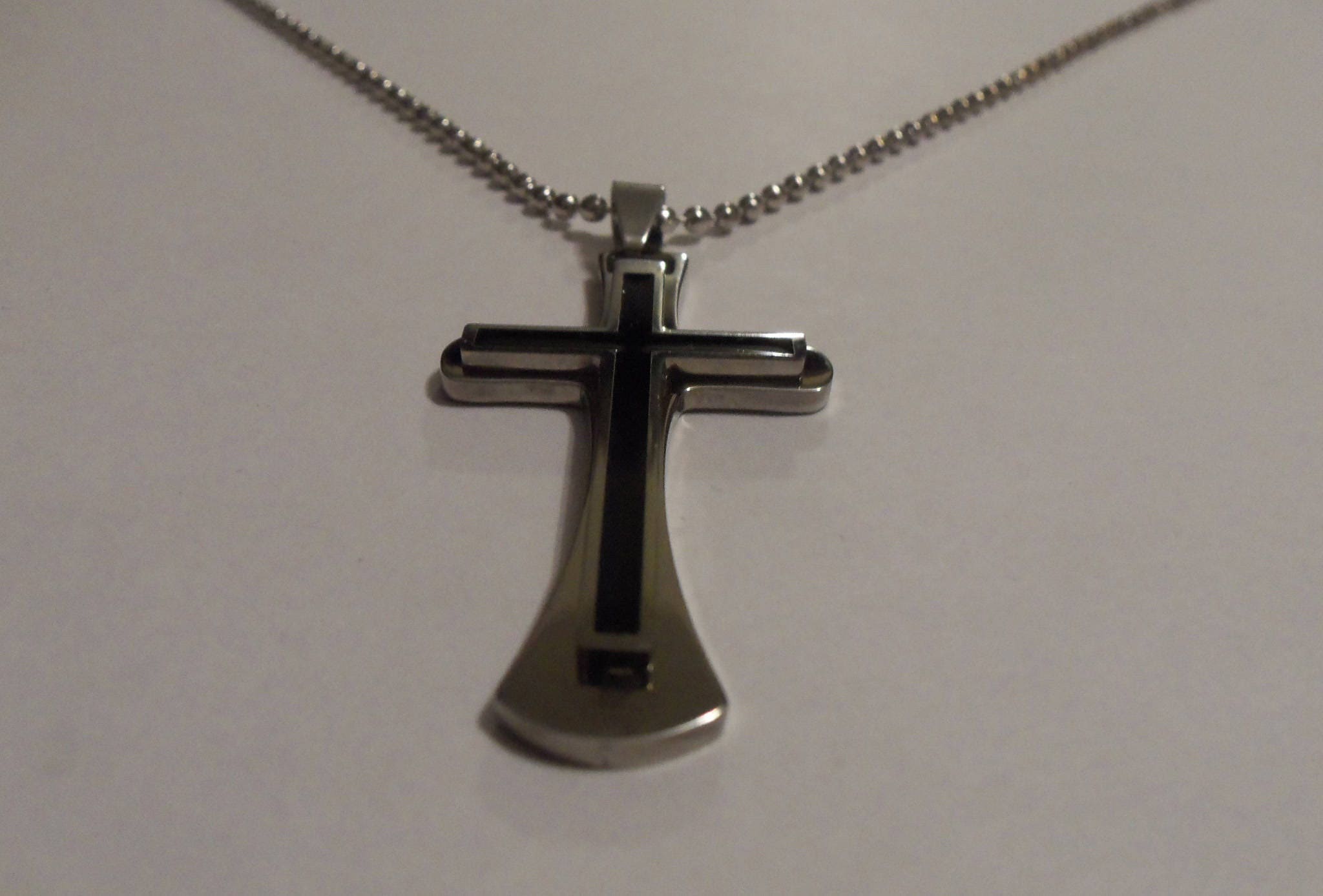 Men black cross necklace unisex silver cross necklace gift Etsy