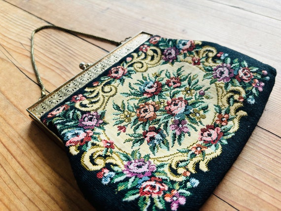 Vintage Petit Point Tapestry Bag-1960's- Vintage … - image 1