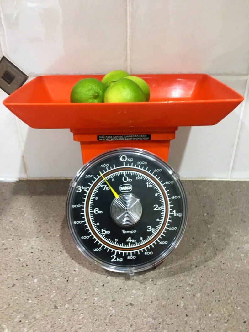Vintage Kitchen Scales Large Orange Plastic Image 0