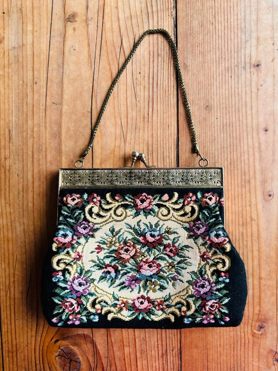 Vintage Petit Point Tapestry Bag-1960's- Vintage … - image 2