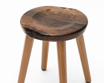 Hearth Stool - Four-legs! - stool with scooped seat, tapered octagonal legs and wedged tenons MADE TO ORDER