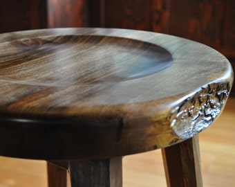 Hearth Stool - Counter Height w/swivel seat and live edge detail. MADE TO ORDER.