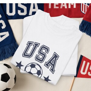 USA Soccer Unisex Heavy Cotton Tee, American Football T-Shirt, Sports Fan Gift, Soccer Mom Dad Shirt, Patriotic Tee